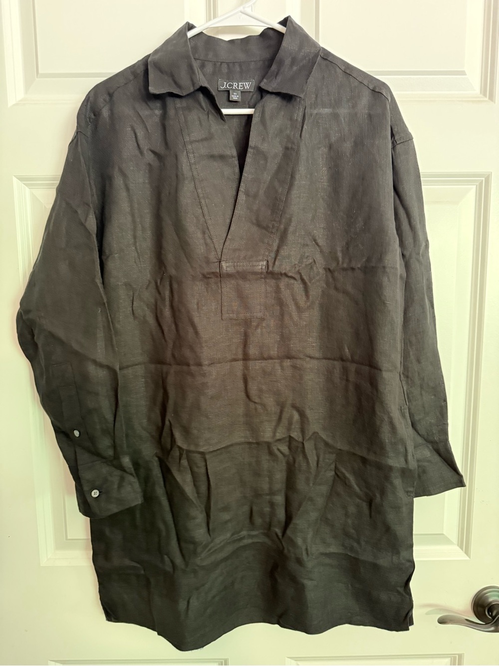 New J. Crew Black Misses  Popover Dress XS V Neck - Picture 7 of 8